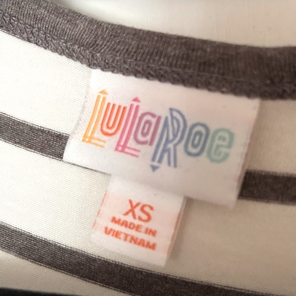 Lularoe Julia white and grey striped dress - Picture 3 of 5